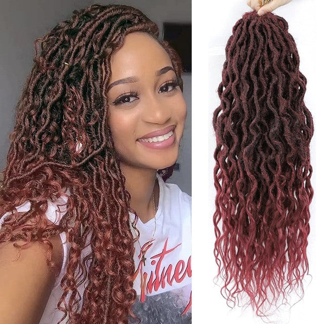 Sambraid Faux Locs Crochet Hair Wavy Goddess Locs Crochet Braids Curly