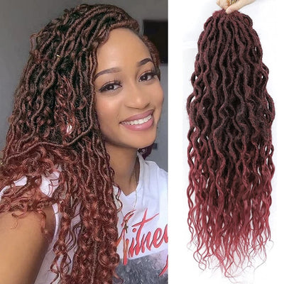 Sambraid Faux Locs Crochet Hair Wavy Goddess Locs Crochet Braids Curly
