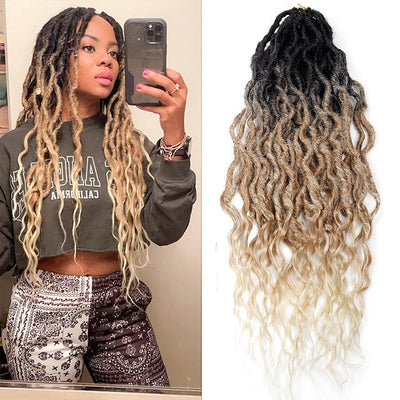Sambraid Faux Locs Crochet Hair Wavy Goddess Locs Crochet Braids Curly