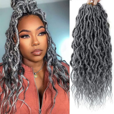 Sambraid Faux Locs Crochet Hair Wavy Goddess Locs Crochet Braids Curly