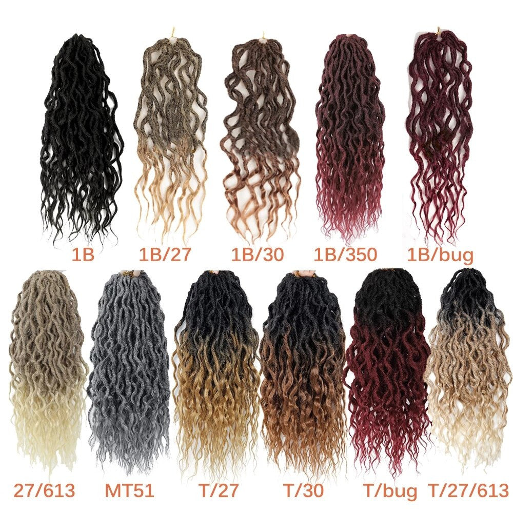 Sambraid Faux Locs Crochet Hair Wavy Goddess Locs Crochet Braids Curly