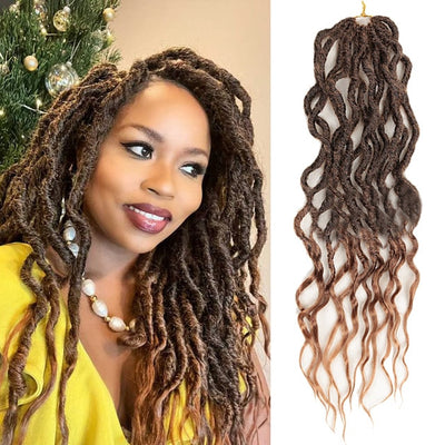 Sambraid Faux Locs Crochet Hair Wavy Goddess Locs Crochet Braids Curly