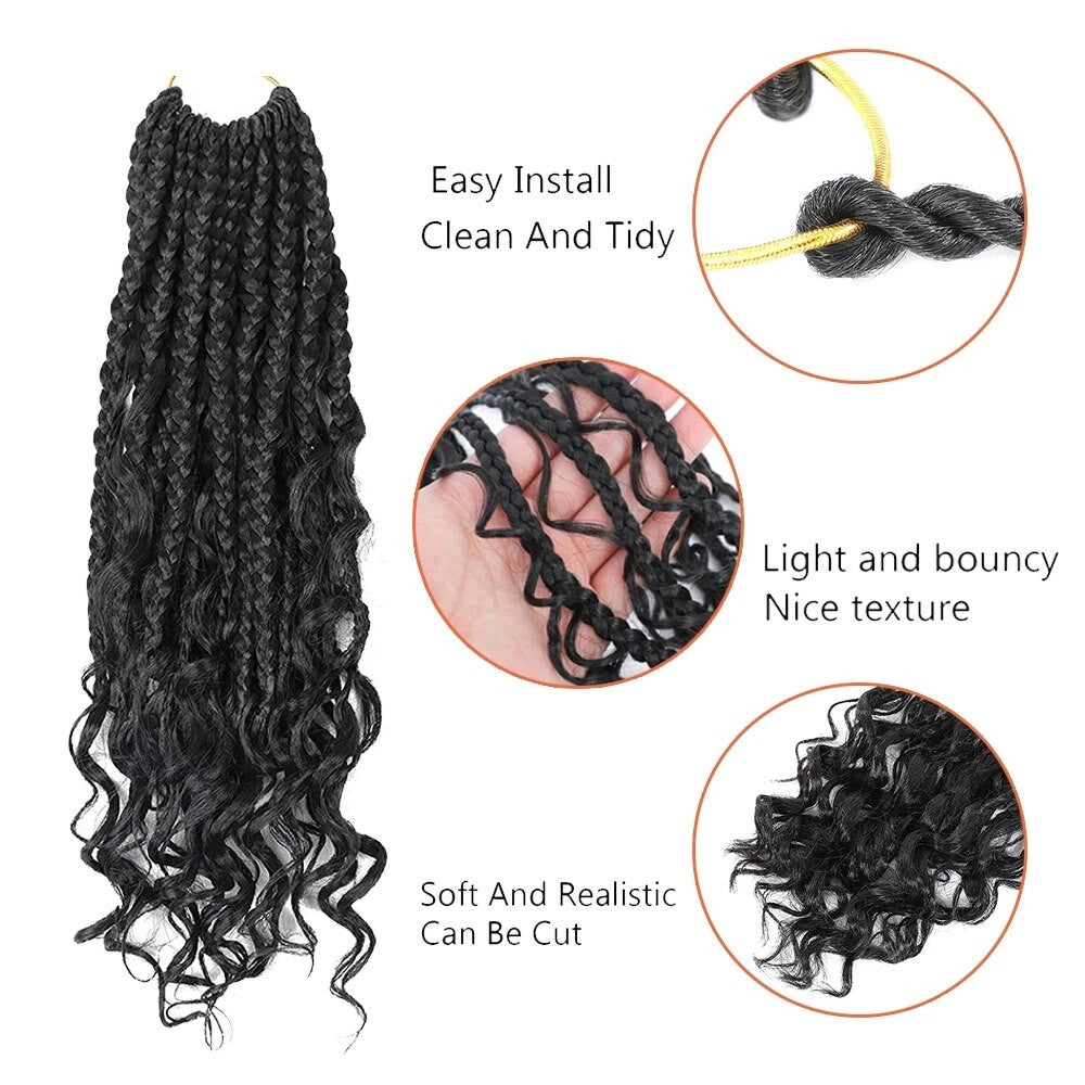 Sambraid Goddess Box Braid Crochet Hair Natural Black Curly End