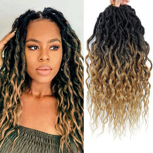 Sambraid Faux Locs Crochet Hair Wavy Goddess Locs Crochet Braids Curly