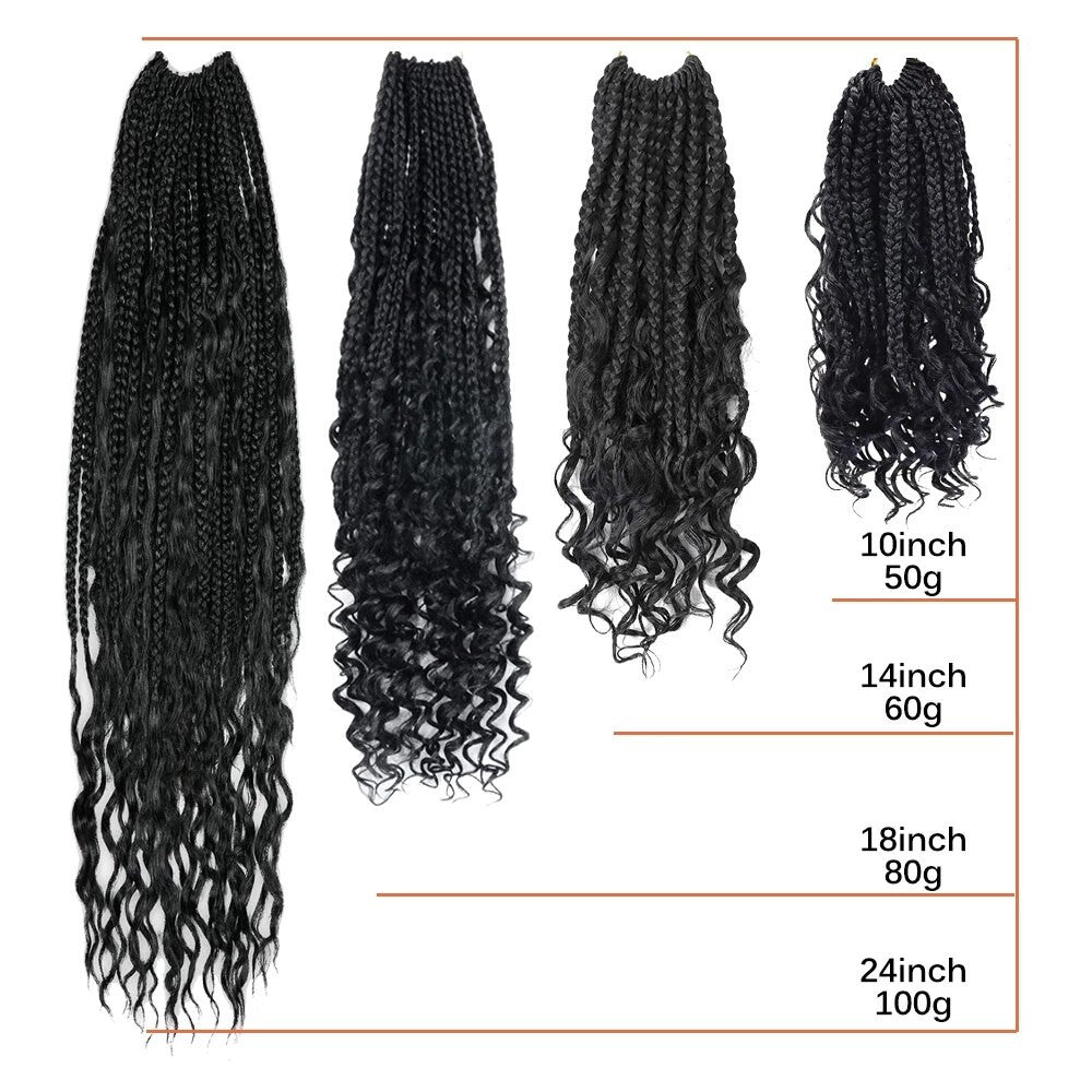 Sambraid Goddess Box Braid Crochet Hair Natural Black Curly End