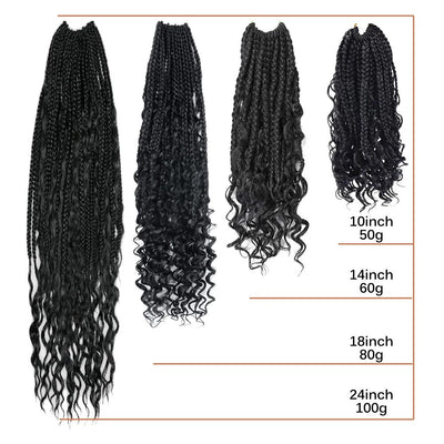 Sambraid Goddess Box Braid Crochet Hair Natural Black Curly End