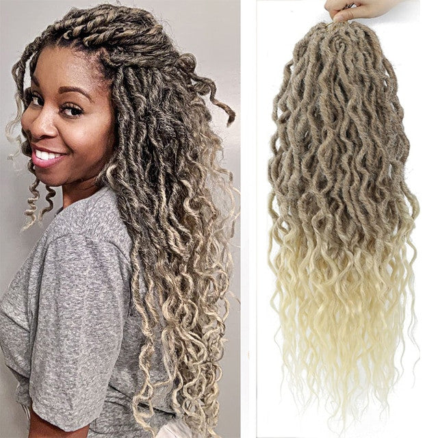 Sambraid Faux Locs Crochet Hair Wavy Goddess Locs Crochet Braids Curly