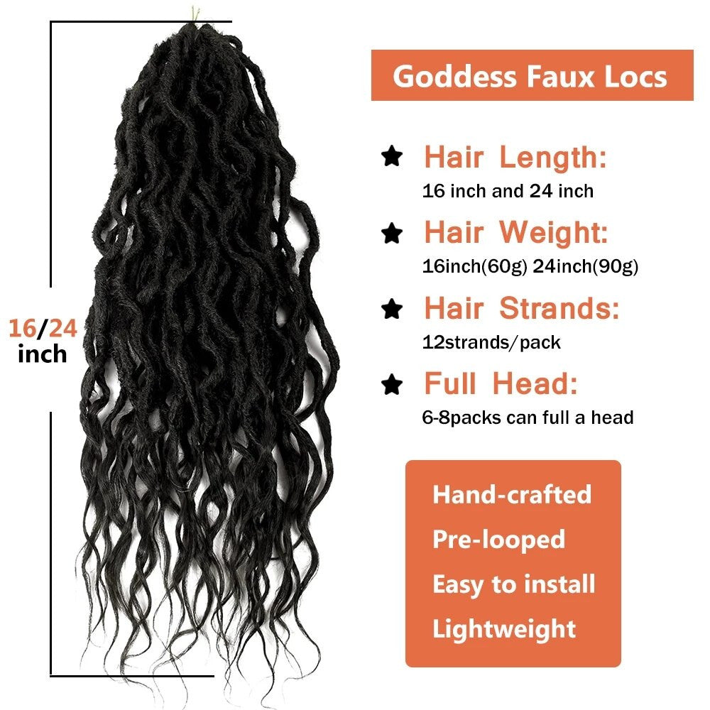 Sambraid Faux Locs Crochet Hair Wavy Goddess Locs Crochet Braids Curly