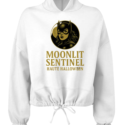 Moonlit Sentinel Cropped oversize hooded swearshirt