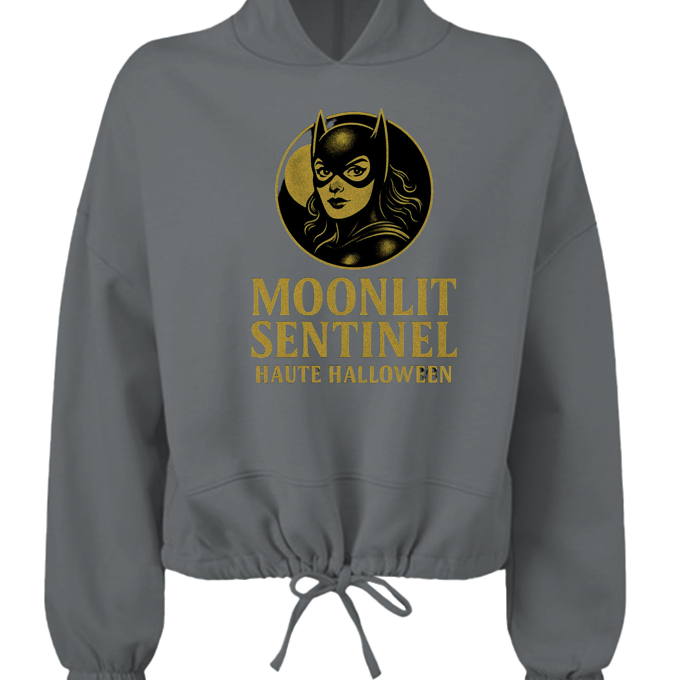 Moonlit Sentinel Cropped oversize hooded swearshirt