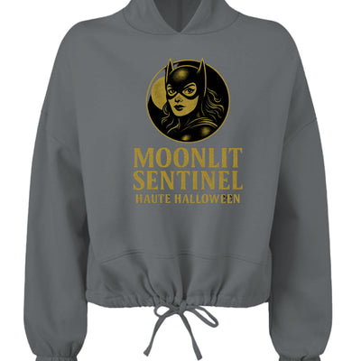 Moonlit Sentinel Cropped oversize hooded swearshirt