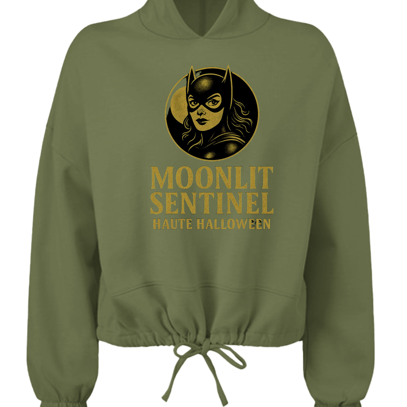 Moonlit Sentinel Cropped oversize hooded swearshirt