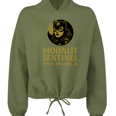 Moonlit Sentinel Cropped oversize hooded swearshirt