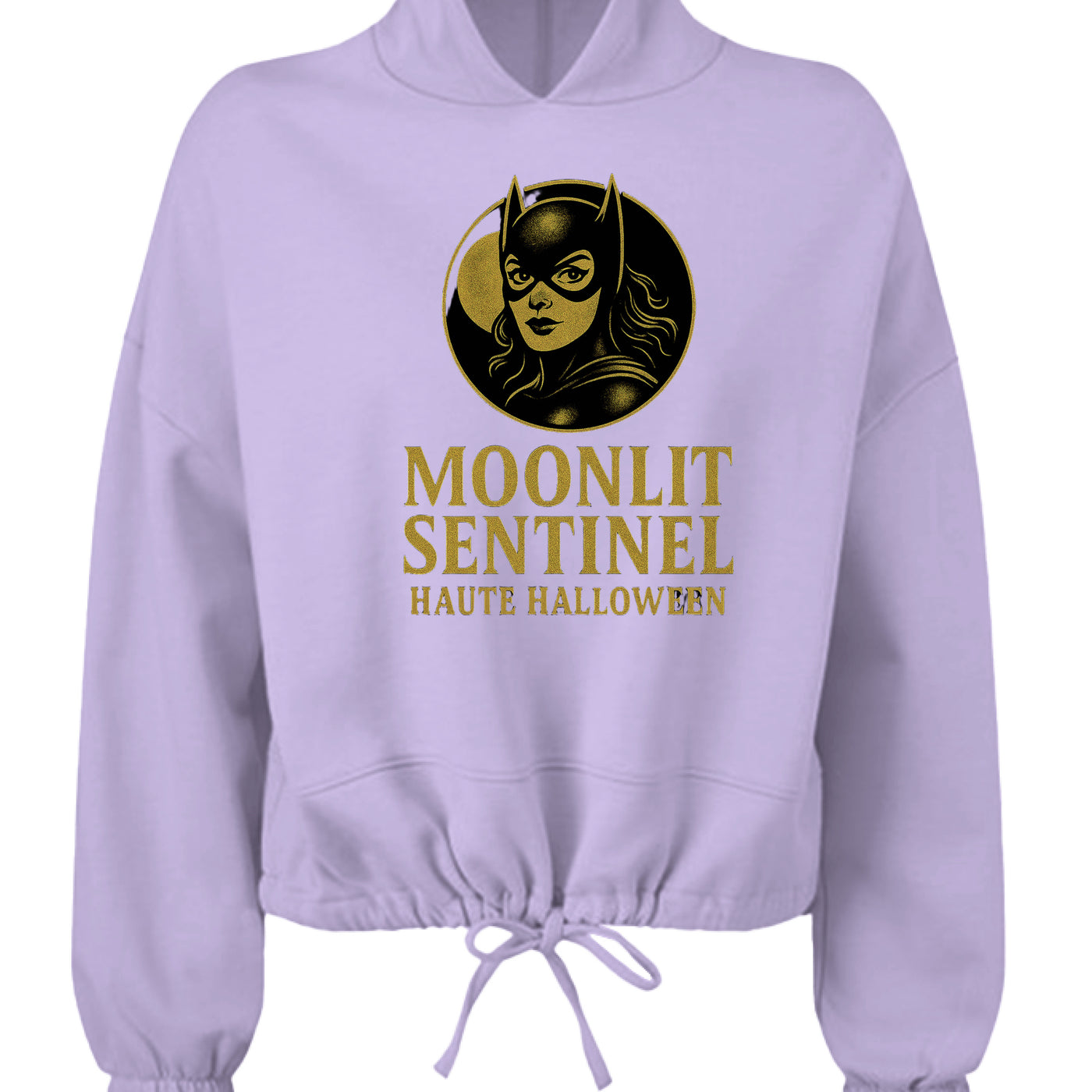 Moonlit Sentinel Cropped oversize hooded swearshirt
