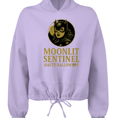 Moonlit Sentinel Cropped oversize hooded swearshirt