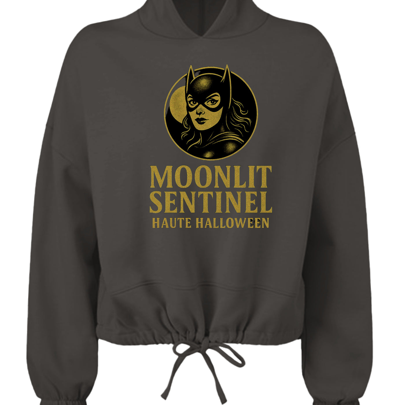 Moonlit Sentinel Cropped oversize hooded swearshirt