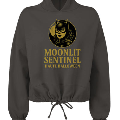Moonlit Sentinel Cropped oversize hooded swearshirt