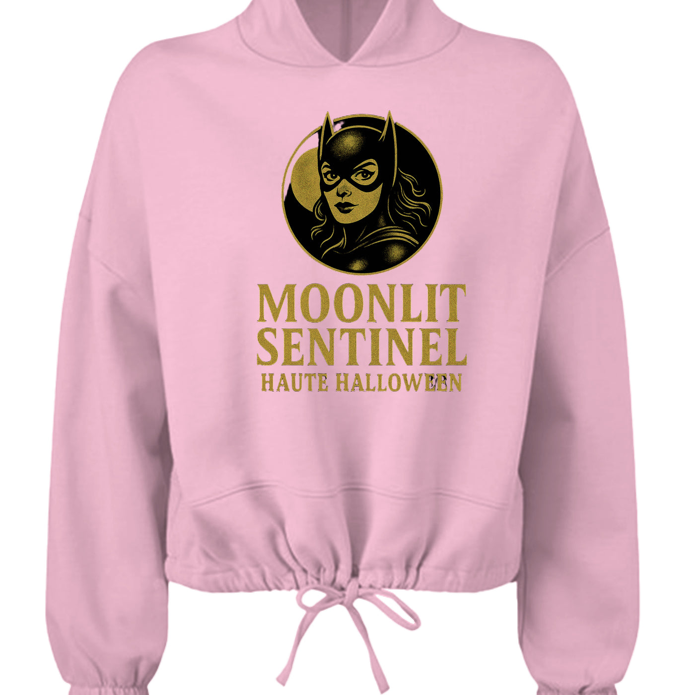 Moonlit Sentinel Cropped oversize hooded swearshirt