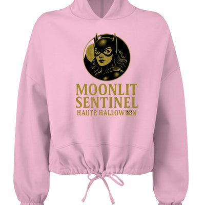 Moonlit Sentinel Cropped oversize hooded swearshirt