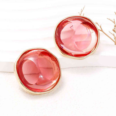 Trendy Red Alloy Geometric Earrings with Gold Accents