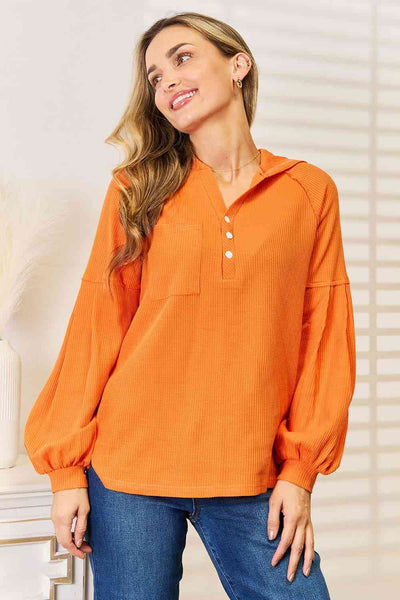 Women's Fashion Hoodie with Side Slit and Buttoned Design