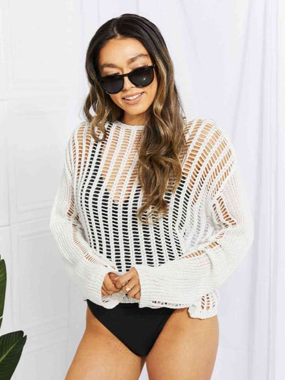 Long Sleeve Round Neck Openwork Cover-Up for Effortless Style