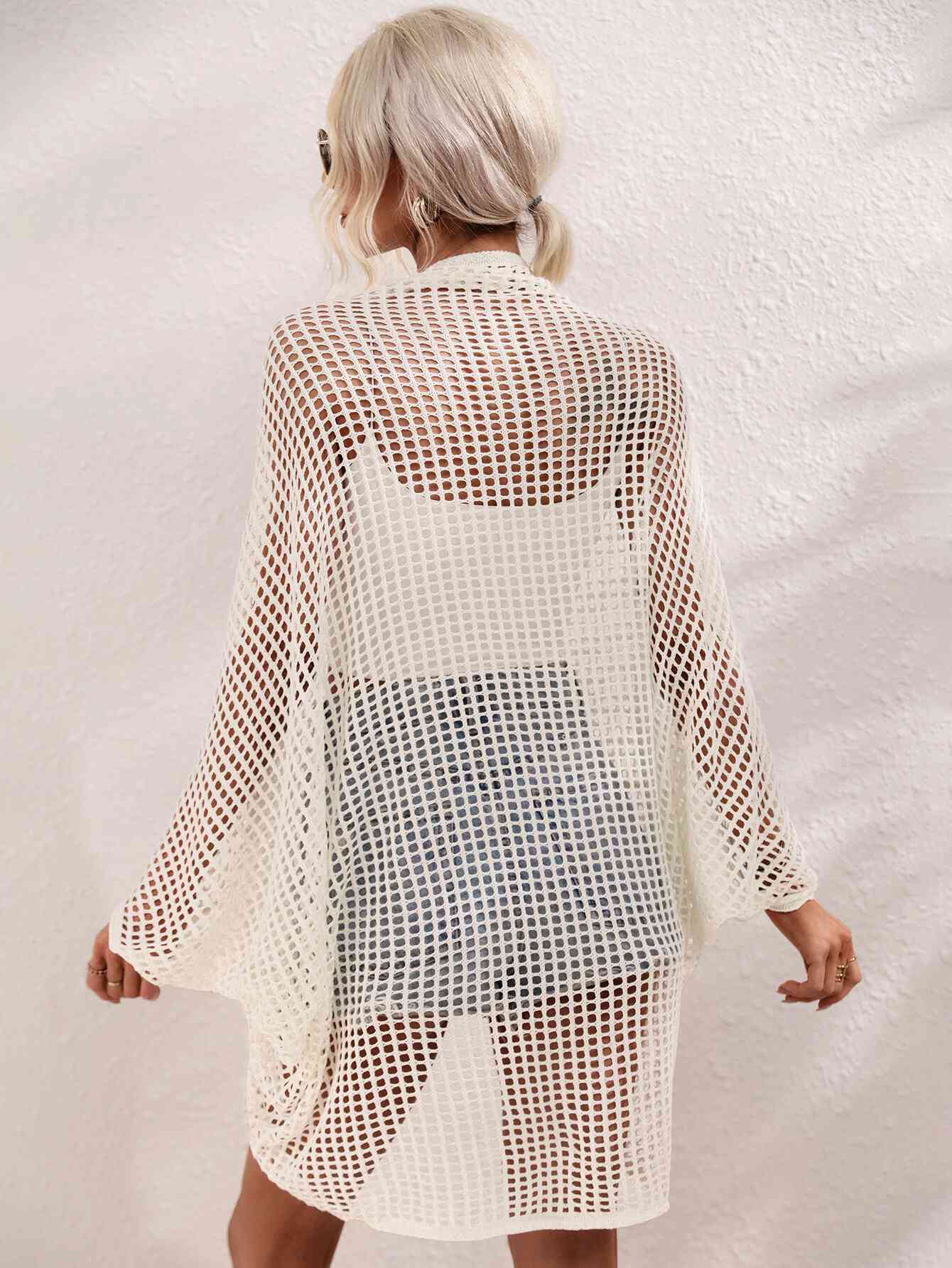 Openwork Open Front Longline Cover Up for Effortless Style