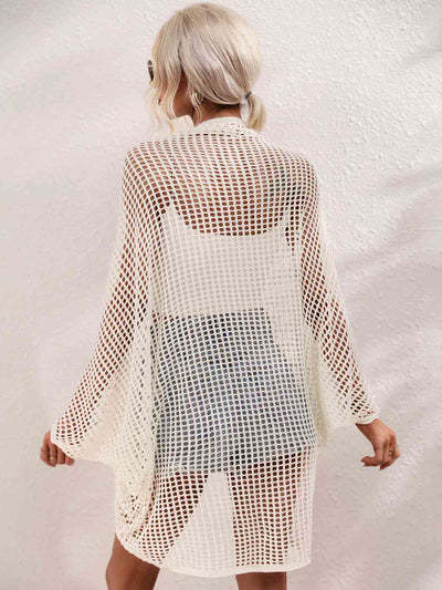 Openwork Open Front Longline Cover Up for Effortless Style