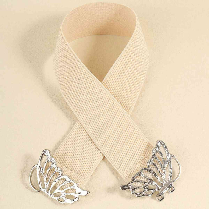 Chic Butterfly Elastic Belt with Durable Alloy Buckle