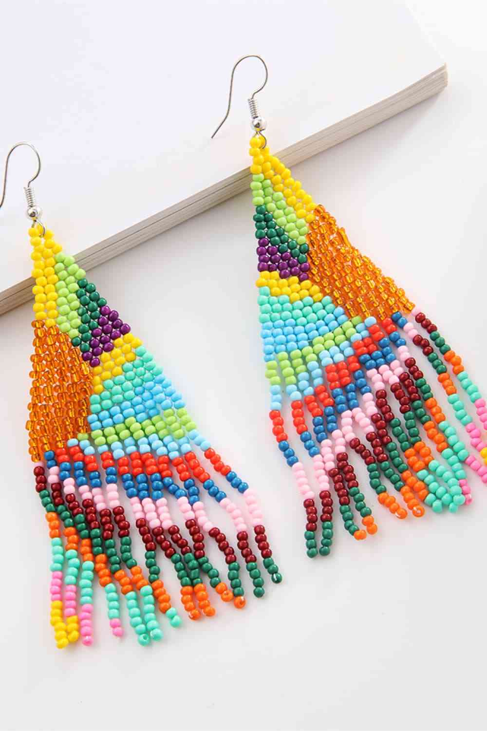 Handcrafted Beaded Dangle Earrings - Vibrant, Lightweight, Trendy