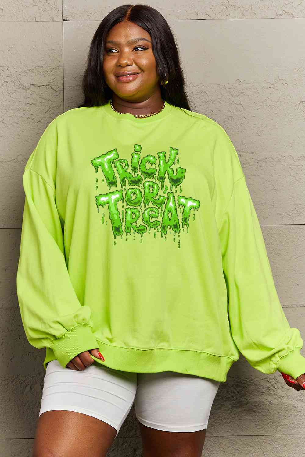 Simply Love FuSimpll Size TRICK OR TREAT Graphic Sweatshirt