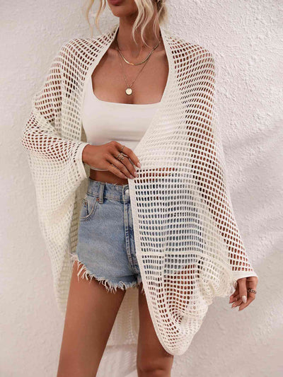 Openwork Open Front Longline Cover Up for Effortless Style