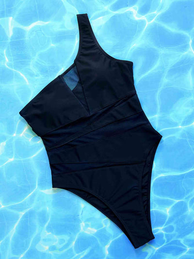 Chic One-Shoulder Sleeveless One-Piece Swimsuit for Summer