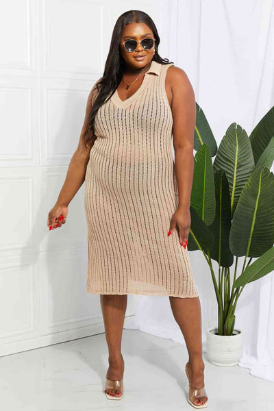 Openwork Johnny Collar Cover Up Dress for Stylish Summer