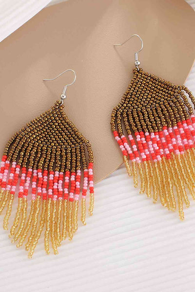 Handmade Boho Beaded Dangle Earrings - Vibrant & Stylish