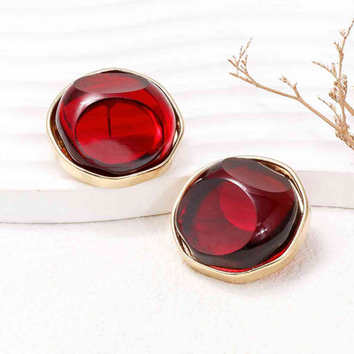 Trendy Red Alloy Geometric Earrings with Gold Accents