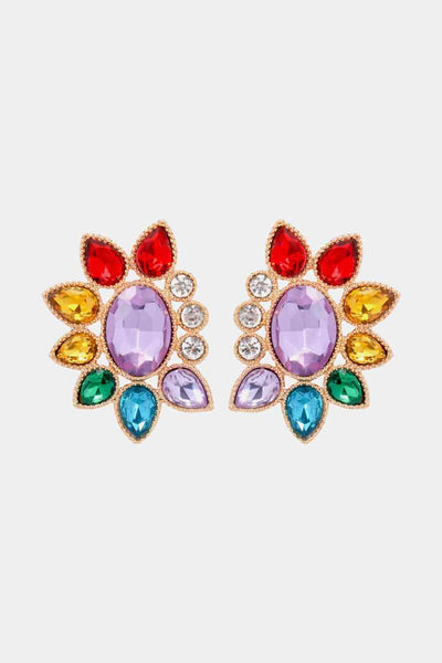 Geometrical Shape Glass Stone Dangle Earrings