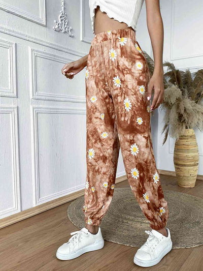 Floral Print High Waist Jogger Pants