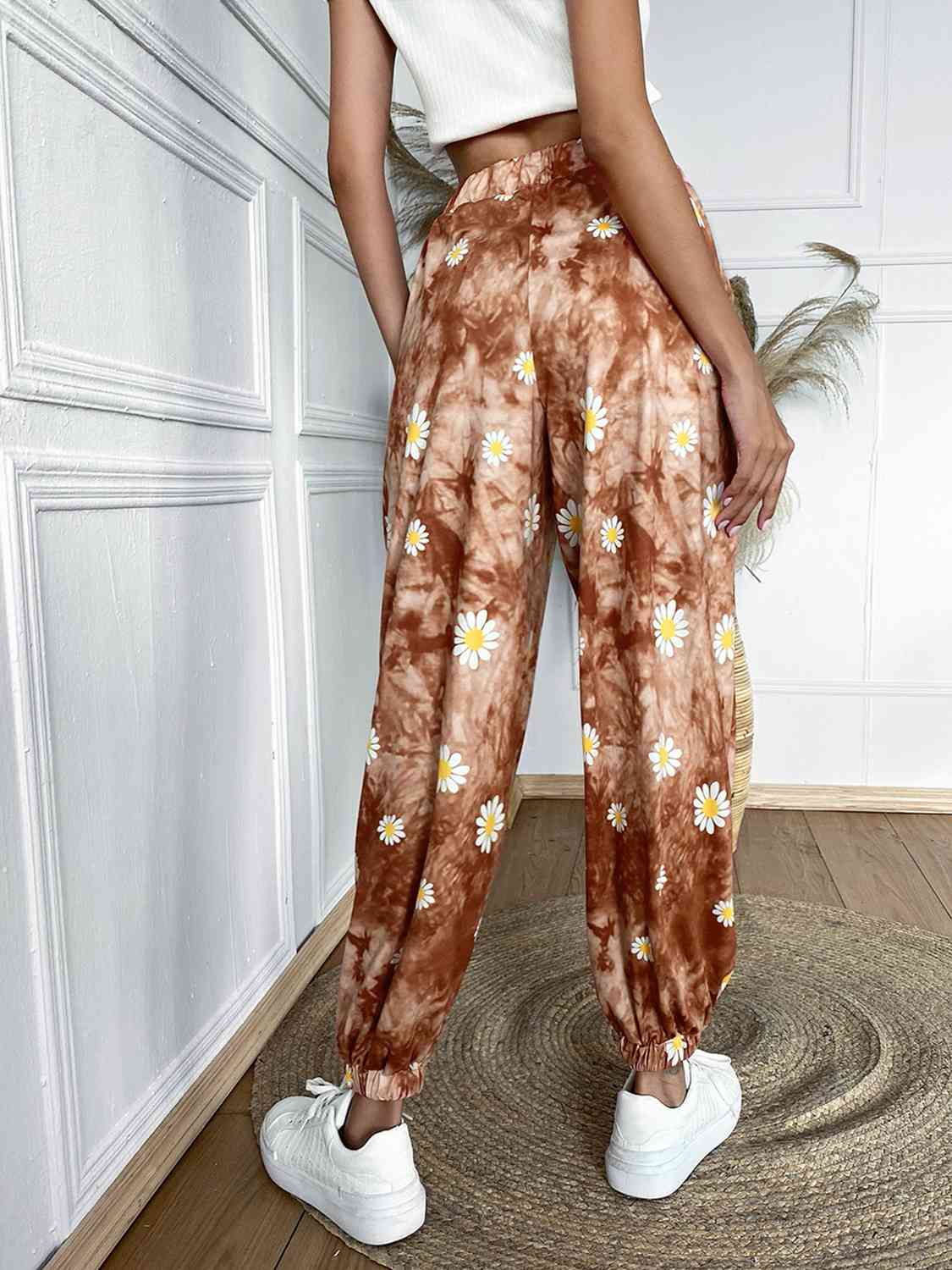 Floral Print High Waist Jogger Pants