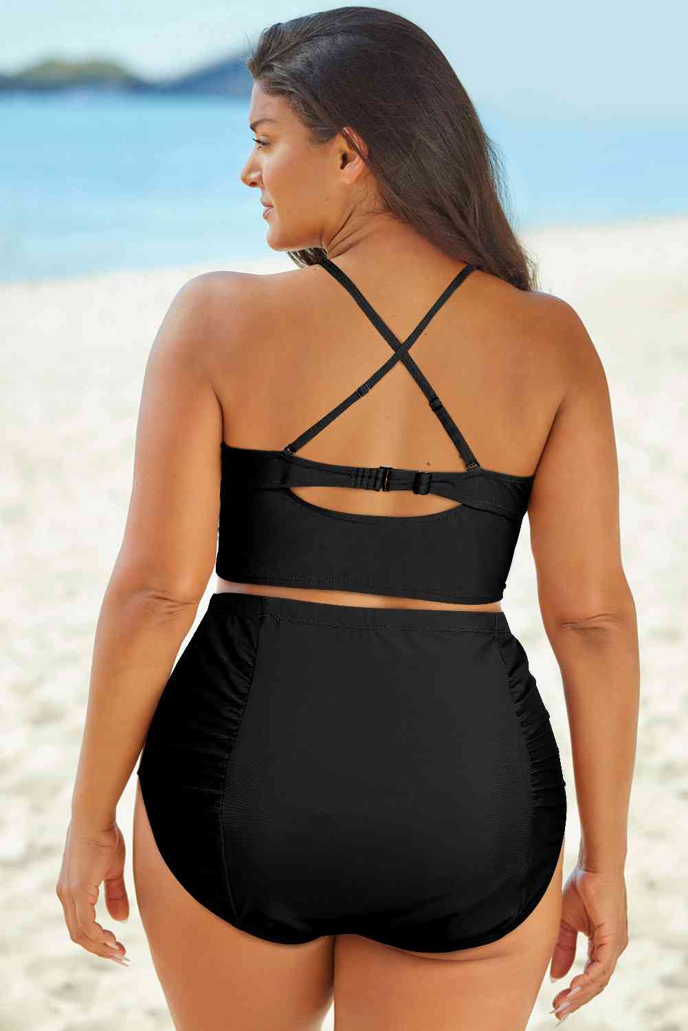 Halter Neck Crisscross Ruched Two-Piece Swimsuit Bliss