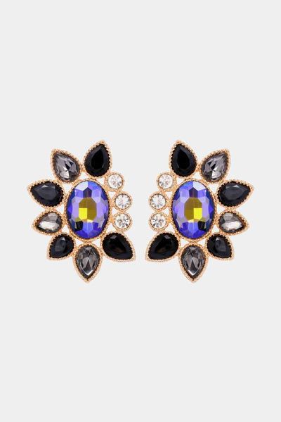 Geometrical Shape Glass Stone Dangle Earrings