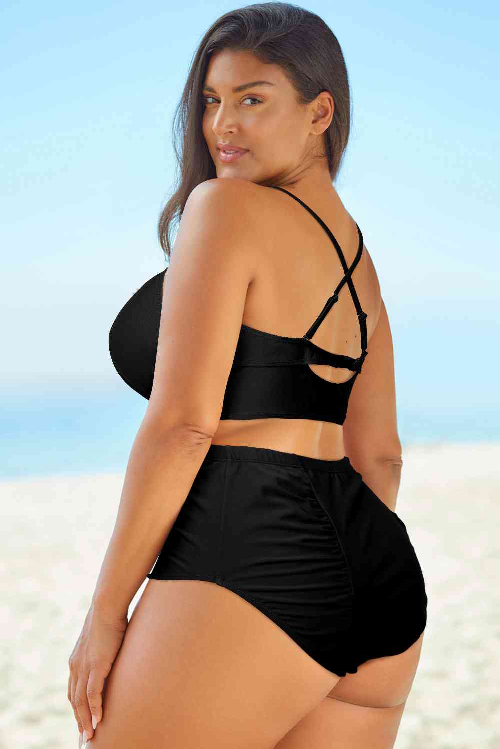 Halter Neck Crisscross Ruched Two-Piece Swimsuit Bliss