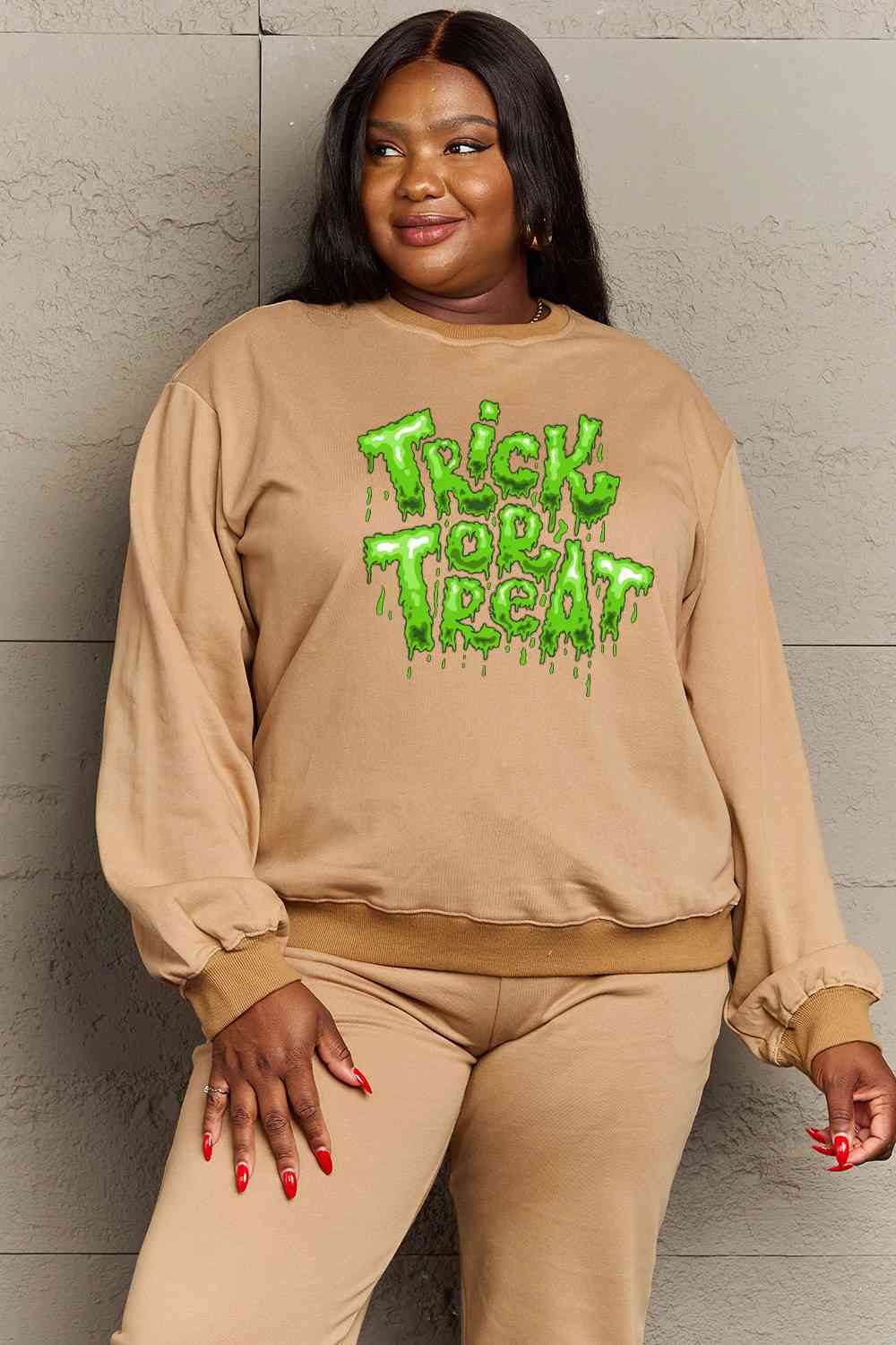 Simply Love FuSimpll Size TRICK OR TREAT Graphic Sweatshirt