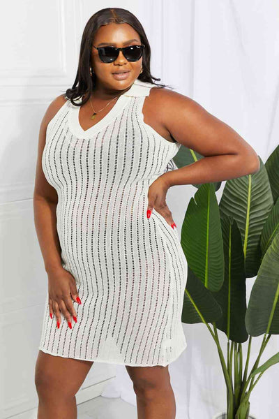 Openwork Johnny Collar Cover Up Dress for Stylish Summer