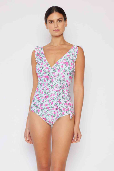 Marina West Swim Full Size Float On Ruffle One-Piece Roses Off-White