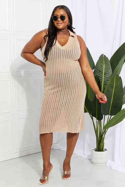 Openwork Johnny Collar Cover Up Dress for Stylish Summer