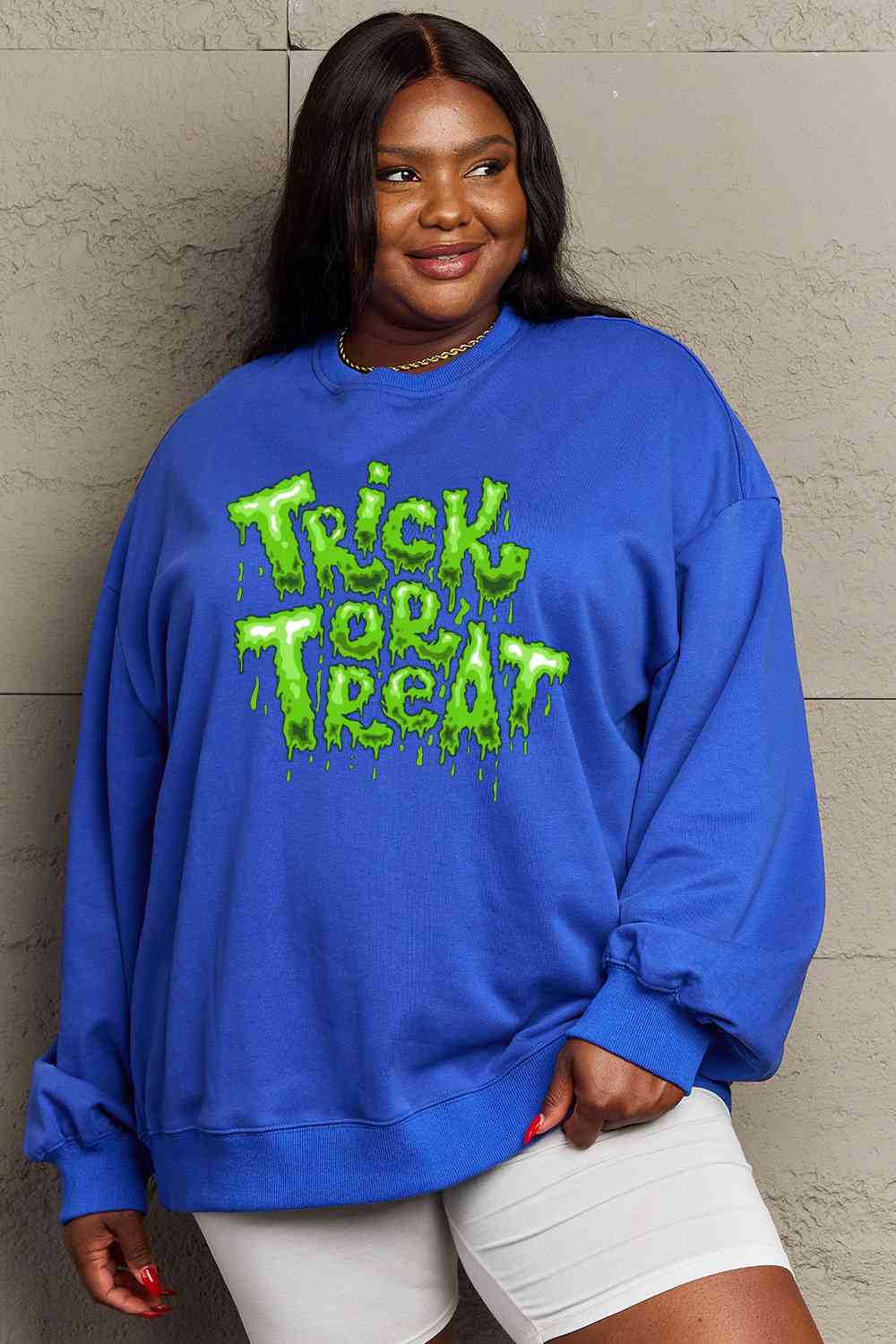 Simply Love FuSimpll Size TRICK OR TREAT Graphic Sweatshirt