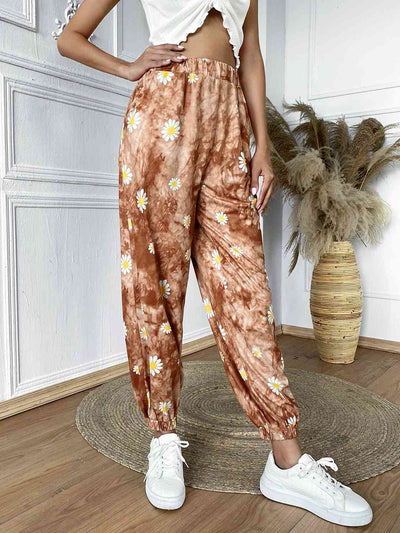 Floral Print High Waist Jogger Pants
