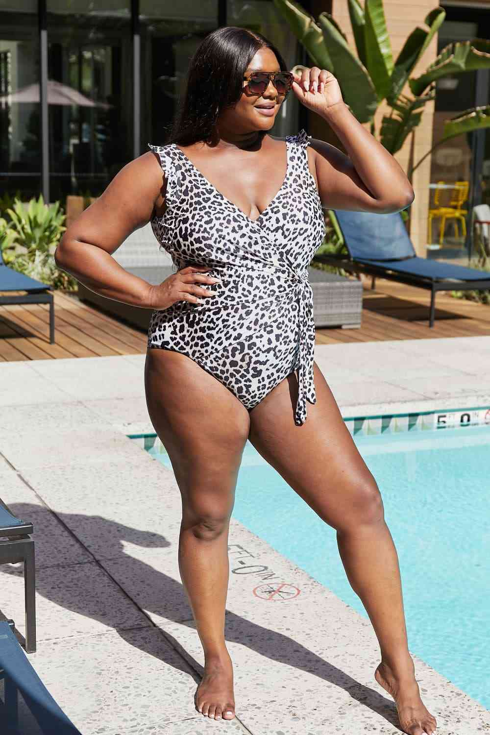 Marina West Swim Full Size Float On Ruffle One-Piece Cat