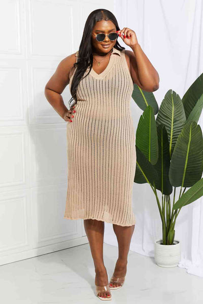 Openwork Johnny Collar Cover Up Dress for Stylish Summer